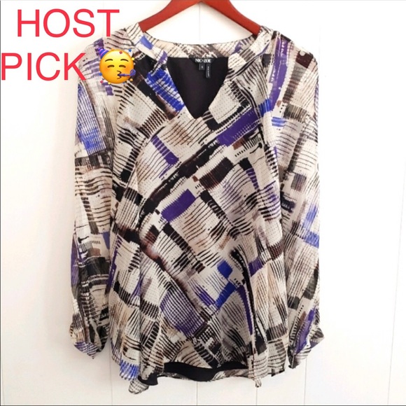 NIC+ZOE Tops - JUST IN‼️NIC+ ZOE Abstract print Lined Silk Blouse